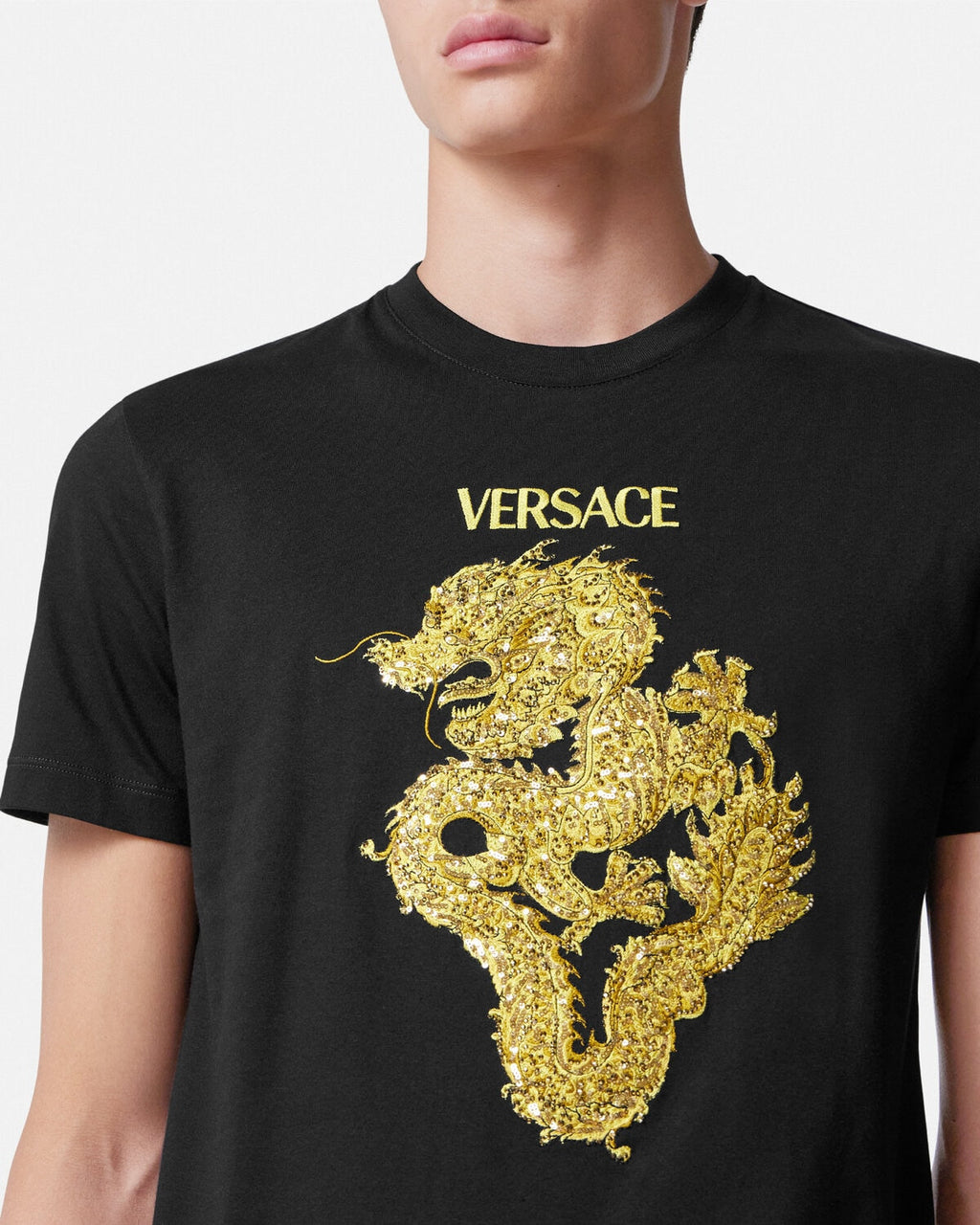 Golden Dragon Print T Shirt