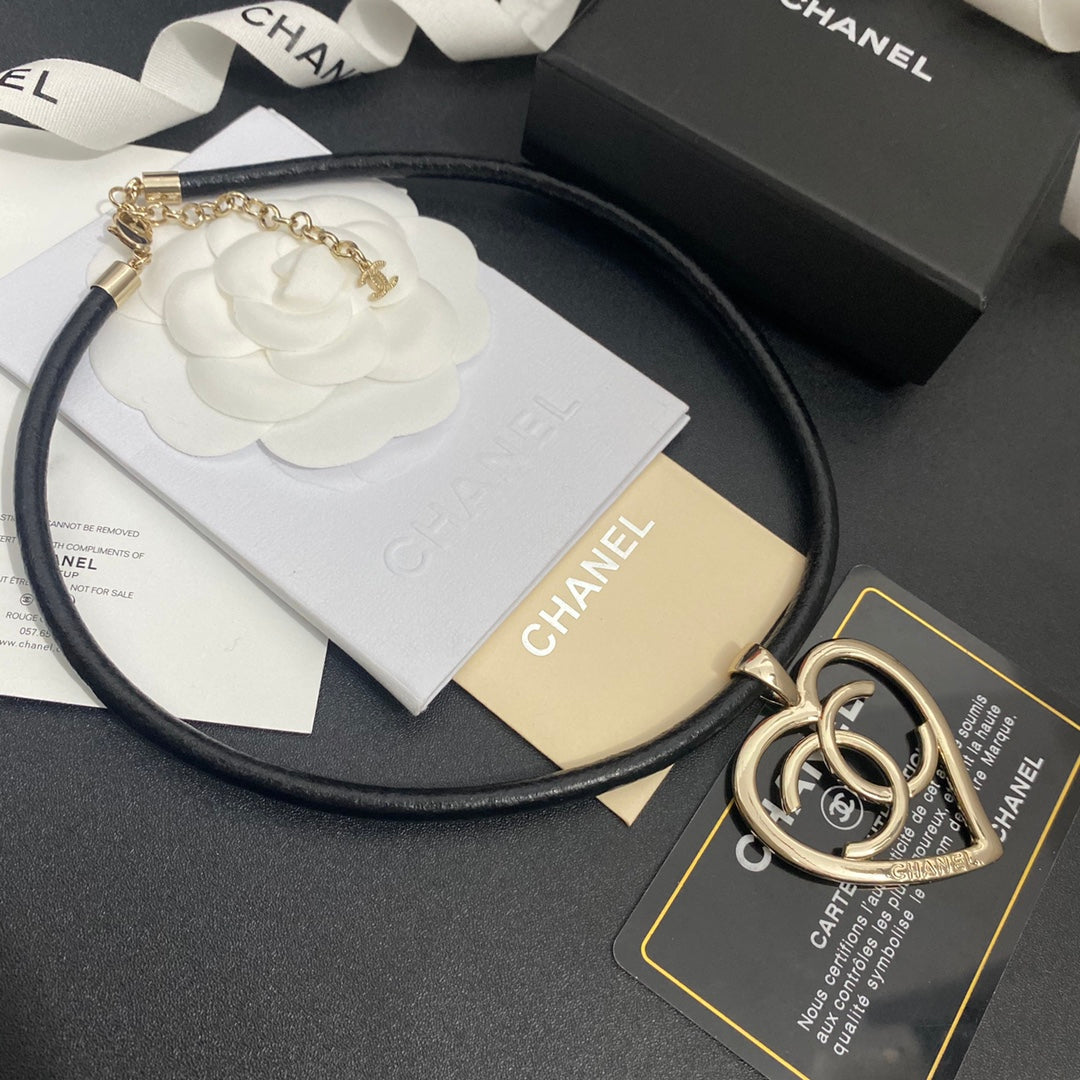 Heart Cutout Leather Necklace