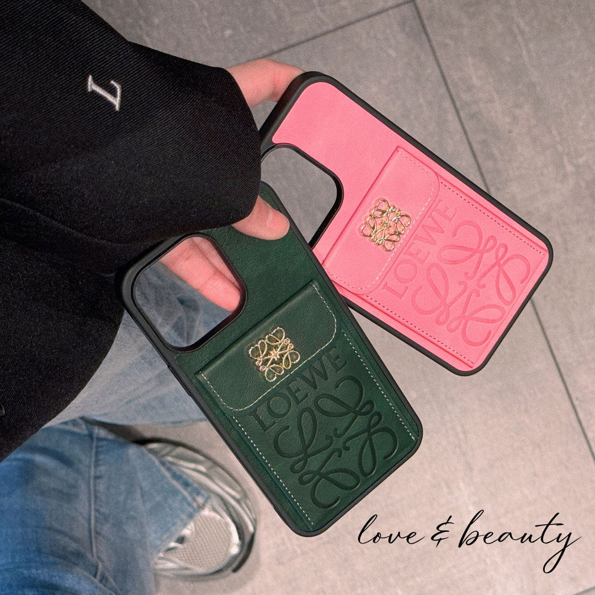 Embossed leather coin purse case