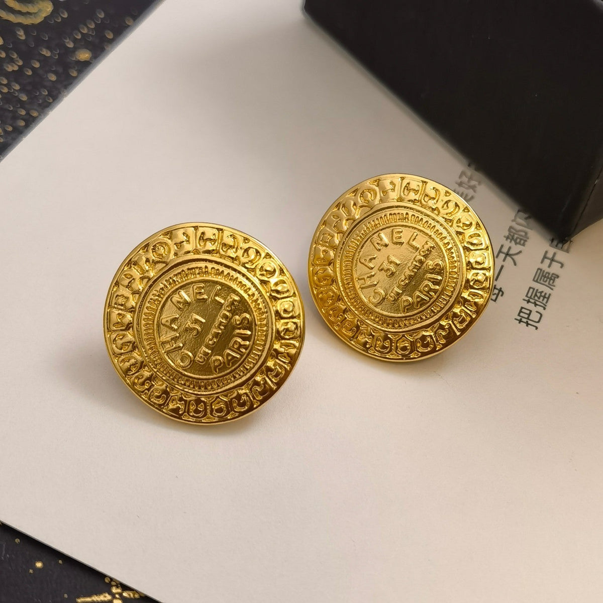 Vintage Round Embossed Earrings