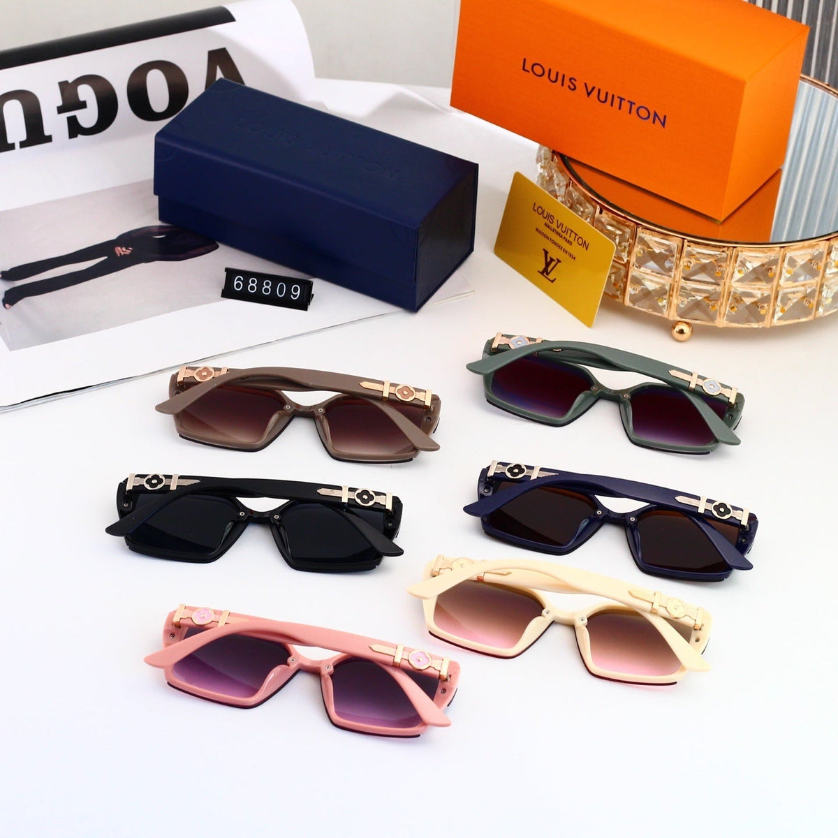 Vintage Metal Buckle Decorated Narrow Frame Sunglasses 68809